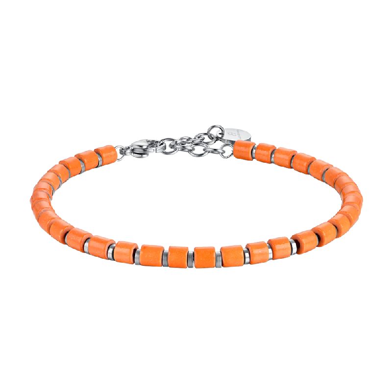 BRACCIALE UOMO IN ACCIAIO CON PIETRE ARANCIONI