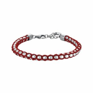 BRACCIALE UOMO IN ACCIAIO CON CORDA ROSSA