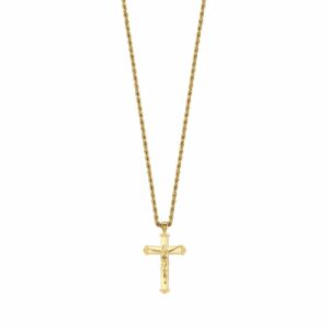 COLLANA UOMO IN ACCIAIO IP GOLD CON CROCEFISSO