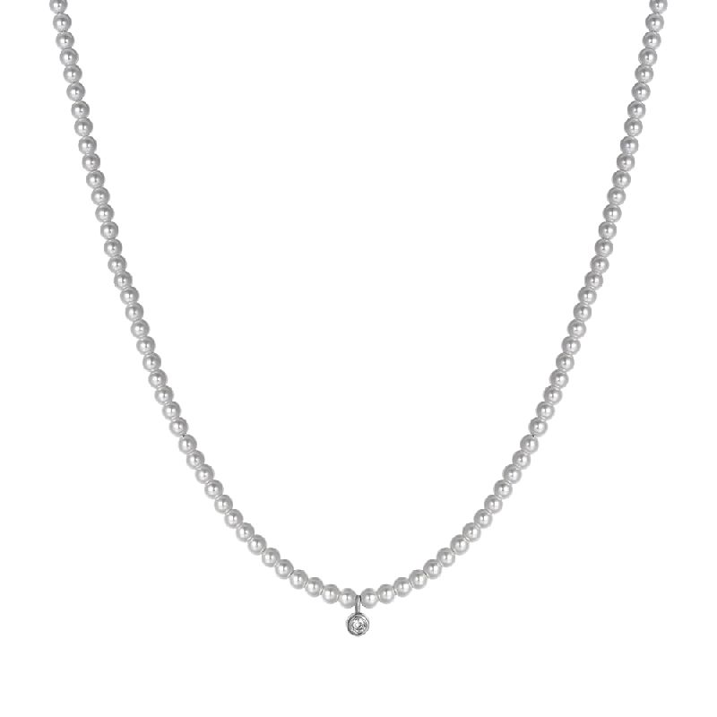 COLLANA DONNA IN ACCIAIO CON PERLE CON CRISTALLO BIANCO