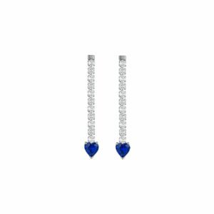 ORECCHINI TENNIS DONNA IN ACCIAIO CON CRISTALLI BIANCHI E CUORI CRISTALLI BLU