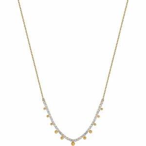 COLLANA DONNA IN ACCIAIO IP GOLD CON CRISTALLI BIANCHI E SFERE