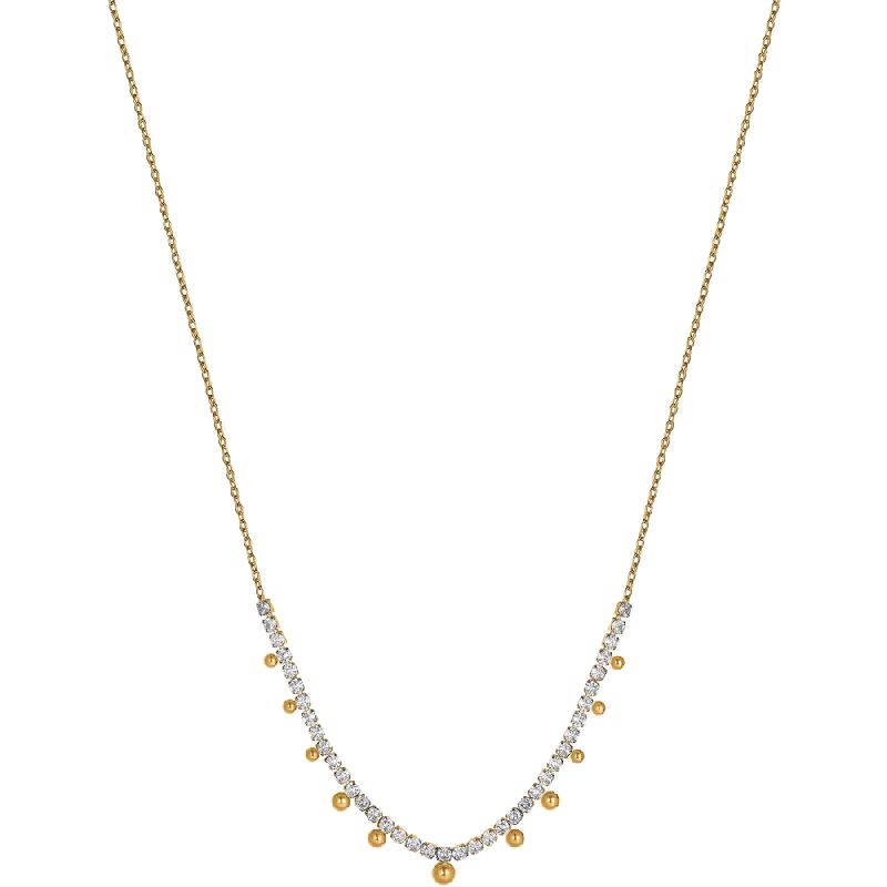 COLLANA DONNA IN ACCIAIO IP GOLD CON CRISTALLI BIANCHI E SFERE