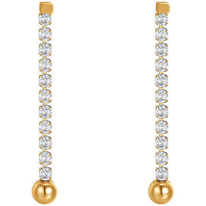 ORECCHINI DONNA IN ACCIAIO IP GOLD CON CRISTALLI BIANCHI E SFERE