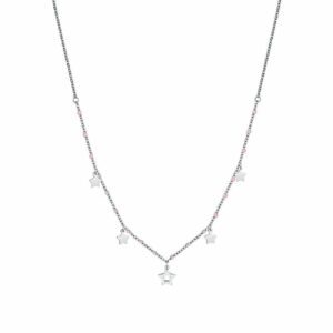 COLLANA BAMBINA IN ACCIAIO CON SFERE ROSA E STELLE