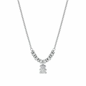 COLLANA BAMBINA IN ACCIAIO CON ORSETTO CON CRISTALLI BIANCHI