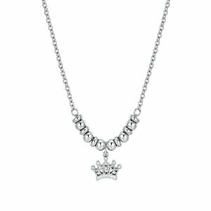COLLANA BAMBINA IN ACCIAIO CON CORONA CON CRISTALLI BIANCHI