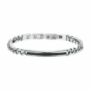 BRACCIALE UOMO IN ACCIAIO CON ELEMENTO CON CRISTALLI NERI