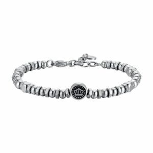 BRACCIALE UOMO IN ACCIAIO CON CORONA E SMALTO NERO