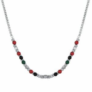 COLLANA BAMBINO IN ACCIAIO CON PIETRE MULTICOLOR