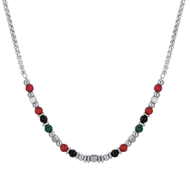 COLLANA BAMBINO IN ACCIAIO CON PIETRE MULTICOLOR