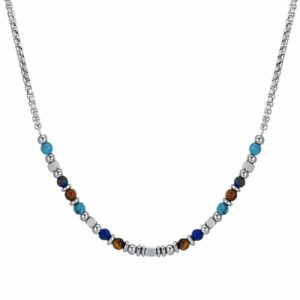 COLLANA BAMBINO IN ACCIAIO CON PIETRE MULTICOLOR