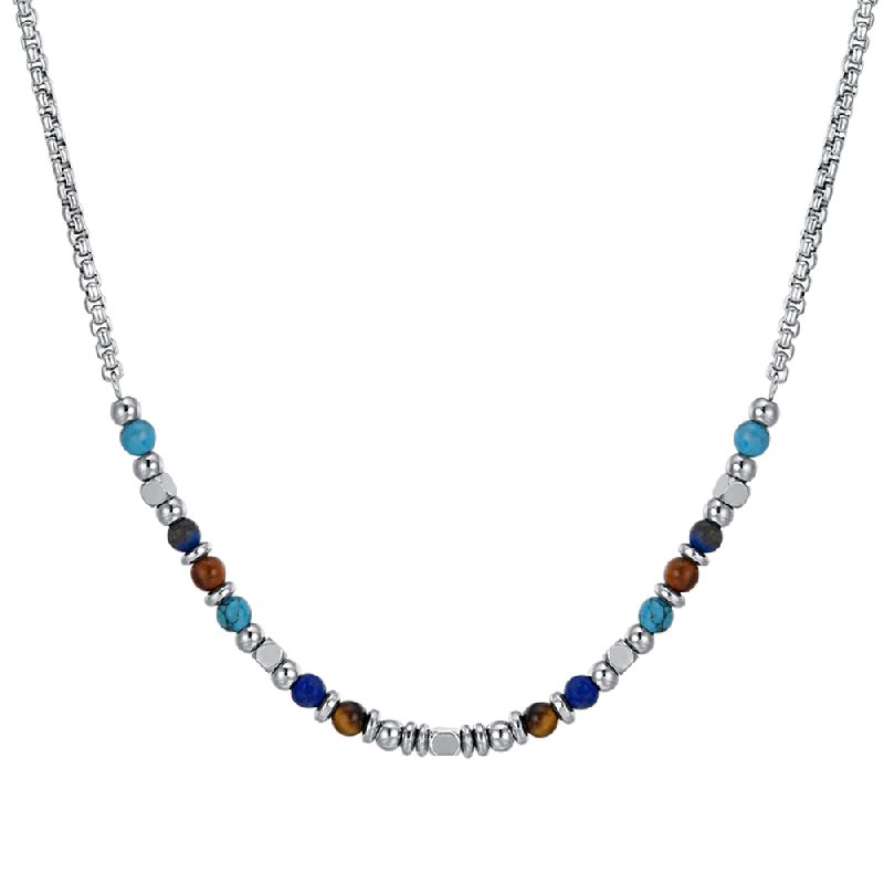 COLLANA BAMBINO IN ACCIAIO CON PIETRE MULTICOLOR