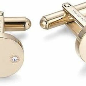 GEMELLI IN ACCIAIO IP GOLD CON CRISTALLI BIANCHI