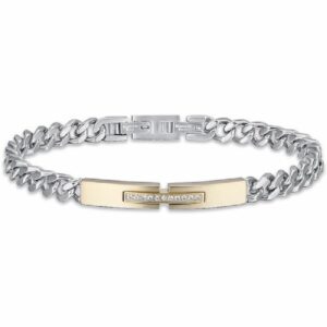 BRACCIALE UOMO IN ACCIAIO IP GOLD CON CRISTALLI BIANCHI