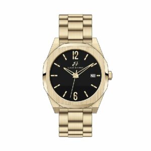 OROLOGIO CON CASSA IN ACCIAIO IP GOLD QUADRANTE NERO BRACCIALE GOLD