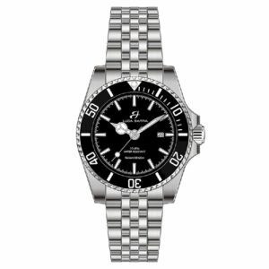 OROLOGIO CON CASSA IN ACCIAIO QUADRANTE NERO GHIERA NERA