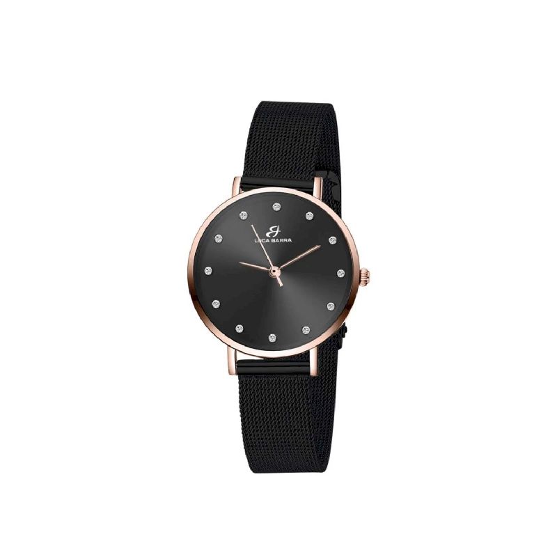 OROLOGIO DONNA IN ACCIAIO NERO CON CASSA IN ACCIAIO ROSA
