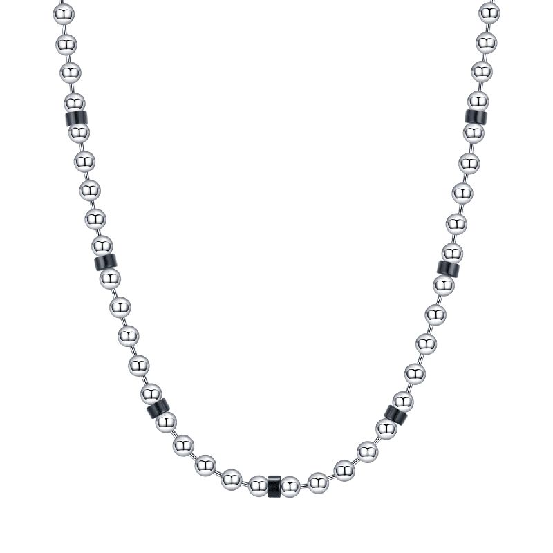 COLLANA UOMO IN ACCIAIO CON ELEMENTI NERI