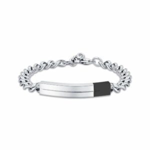BRACCIALE UOMO IN ACCIAIO CON ELEMENTO NERO