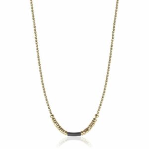 COLLANA UOMO IN ACCIAIO IP GOLD CON ELEMENTO IP NERO