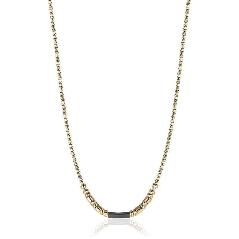 COLLANA UOMO IN ACCIAIO IP GOLD CON ELEMENTO IP NERO