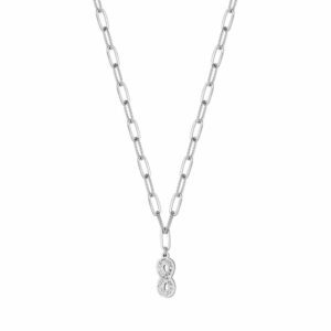 COLLANA DONNA IN ACCIAIO CON INFINITO E CRISTALLI BIANCHI E MAGLIA CATENA