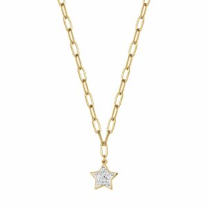 COLLANA DONNA IN ACCIAIO IP GOLD CON STELLA E CRISTALLI BIANCHI
