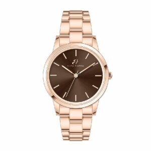 OROLOGIO IN ACCIAIO IP ROSE CON QUADRANTE MARRONE, BRACCIALE IP ROSE