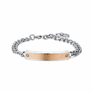 BRACCIALE UOMO IN ACCIAIO CON PIASTRA IP ROSE
