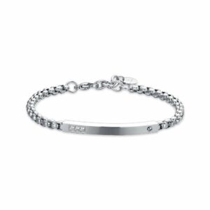BRACCIALE UOMO IN ACCIAIO CON CRISTALLI BIANCHI
