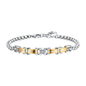 BRACCIALE uomo in acciaio ed elementi in acciaio ip gold