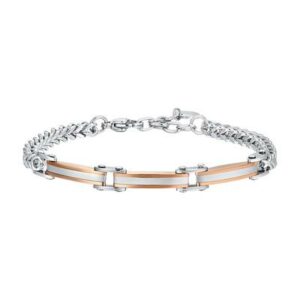 BRACCIALE uomo in acciaio elementi in acciaio ip rose gold