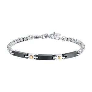 BRACCIALE uomo in acciaio e ceramica nera
