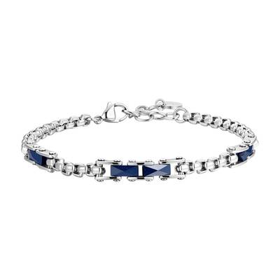BRACCIALE uomo in acciaio ed elementi in ceramica blu