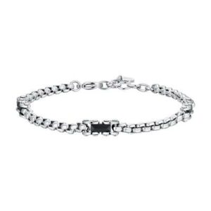 BRACCIALE uomo in acciaio elementi in ceramica nera