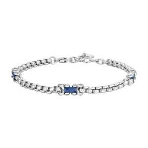 BRACCIALE uomo in acciaio elementi in ceramica blu