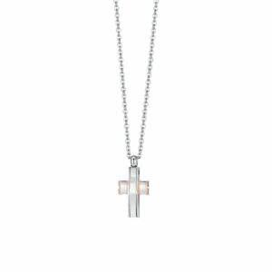 COLLANA UOMO IN ACCIAIO CROCE E ACCIAIO IP ROSE GOLD
