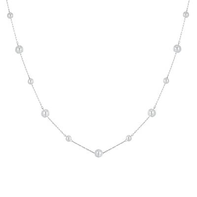 Collana donna lunga in acciaio con perle