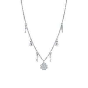 Collana donna in acciaio quadrifgolio e corni