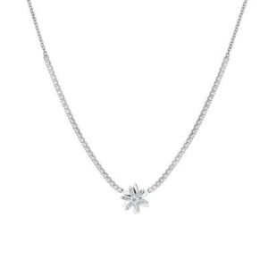 Collana tennis donna in acciaio fiore girevole