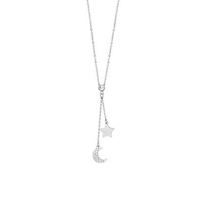 Collana donna in acciaio luna e stella
