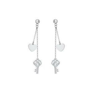 Orecchini donna in acciaio chiave e cuore