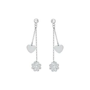 Orecchini donna in acciaio quadrifoglio e cuore