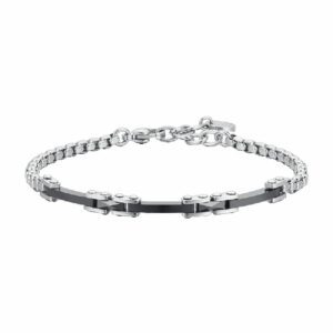BRACCIALE UOMO IN ACCIAIO E CERAMICA NERA