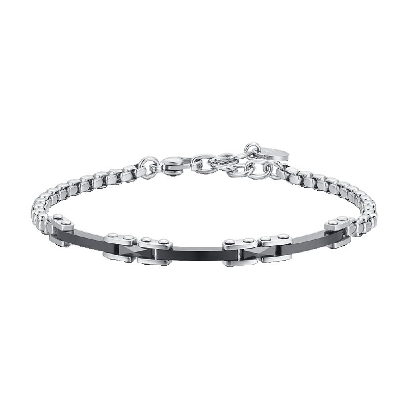 BRACCIALE UOMO IN ACCIAIO E CERAMICA NERA