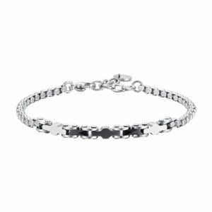 BRACCIALE UOMO IN ACCIAIO ED ELEMENTI IN CERAMICA NERA