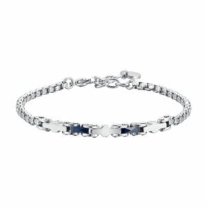 BRACCIALE UOMO IN ACCIAIO CON CERAMICA BLU ED ELEMENTI