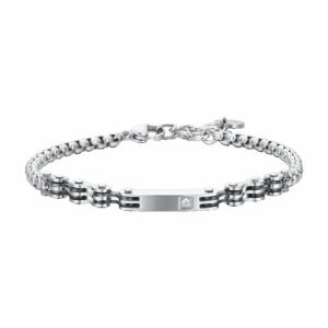 BRACCIALE UOMO IN ACCIAIO ELEMENTI IP NERO E ZIRCONE