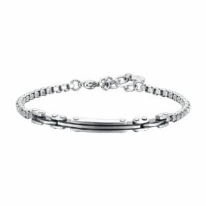 BRACCIALE UOMO IN ACCIAIO PIASTRA ED ELEMENTI IP NERO